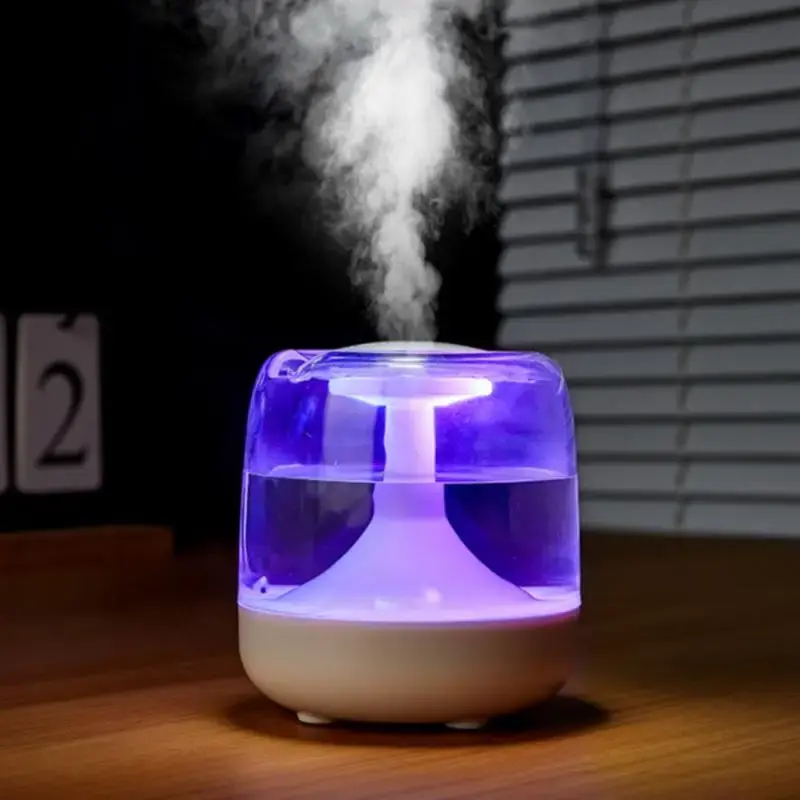 650ml USB Powered Air Humidifier, Small Visible Humidifier with Continuous & Intermittent Spraying Mode, Long-lasting Humidi...