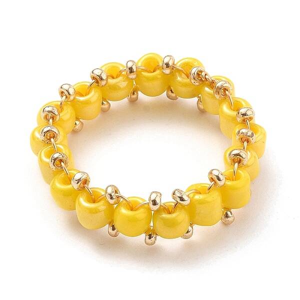 Round Glass Seed Beaded Finger Rings