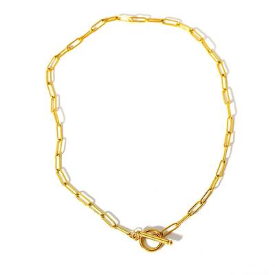Stainless Steel Paperclip Chain Necklaces with Toggle Clasps for Women