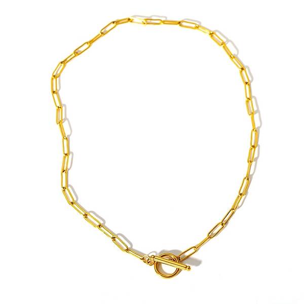 Stainless Steel Paperclip Chain Necklaces with Toggle Clasps for Women