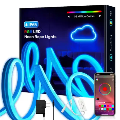 16.4FT Led Neon Rope Lights RGB LED Strip Lights with App Flexible Outdoor Multiple Modes Music Sync Neon Lights for Bedroom ...