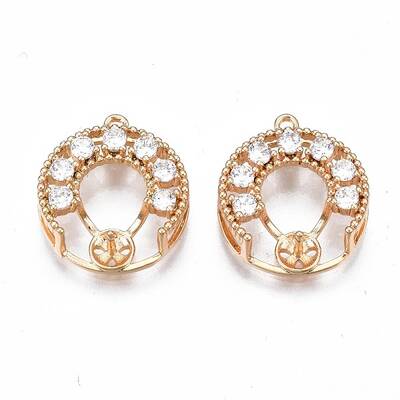 Brass Micro Pave Clear Cubic Zirconia Peg Bails Pendants