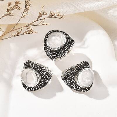 Natural Quartz Crystal Adjustable Rings