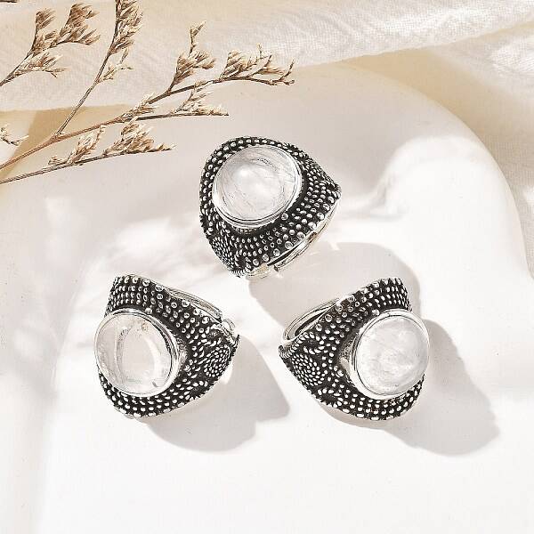 Natural Quartz Crystal Adjustable Rings