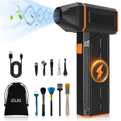 EUKI Compressed Air Duster 130000RPM - 3 Speeds Adjustable Electric Air Duster - Cordless Air Blower Rechargeable - Jet Dry B...