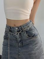 Women's Summer Hollow Out Design Heart Decor Chain Belt, Fashion Decorative Waist Sash for Jeans Skirt Dress