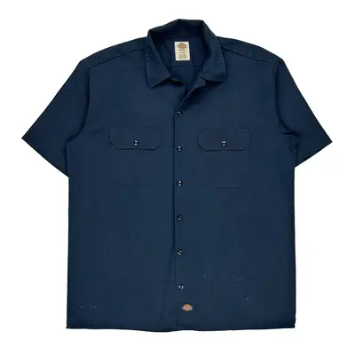 Workwear Dickies Short Sleeve Shirt - Large Navy Polyester Blend | Size: large