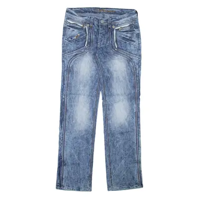 WALLY'S Mens Jeans Blue Regular Straight Stone Wash W34 L35