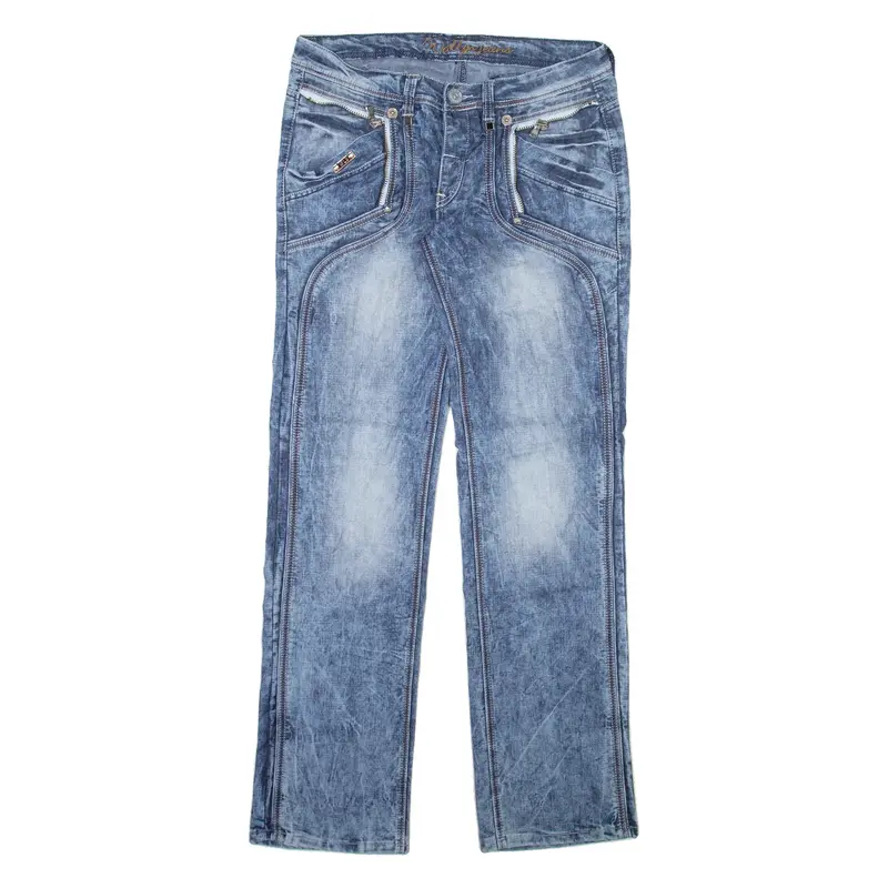 WALLY'S Mens Jeans Blue Regular Straight Stone Wash W34 L35