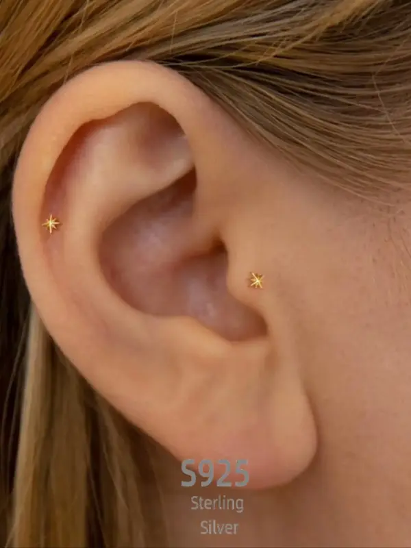 S925 Sterling Silver Star Design Earrings, Fashionable Stud Earrings for Women & Girls, Trendy All-match & Exquisite Jewelry ...