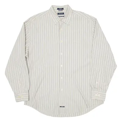 NAUTICA Mens Shirt Beige Pinstripe Long Sleeve L