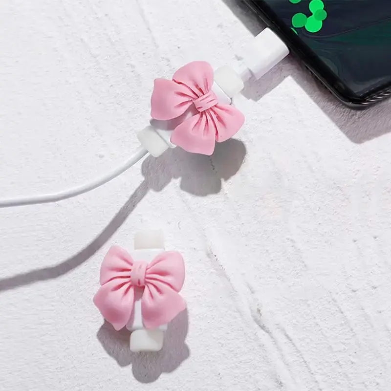 Cartoon Bowknot Design Data Cable Protector, Cute Data Cable Protective Case, Anti-breaking Charger Cable Cover For iPhone