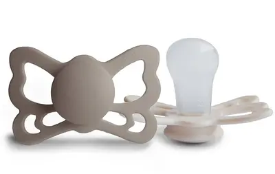 FRIGG Butterfly Size 2: 6-18 months Portobello/Cream pacifier 2 pieces