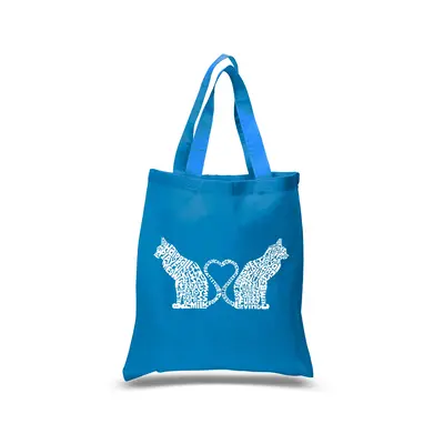 Cat Tail Hearts - Small Word Art Tote Bag - Small - Navy