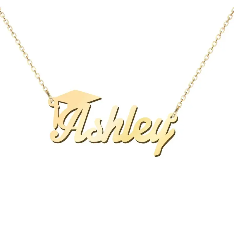 Gold Vermeil Nameplate Necklace Graduation Necklace