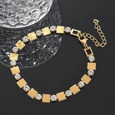 304 Stainless Steel Rhinestone Cup Chain Bracelets for Women