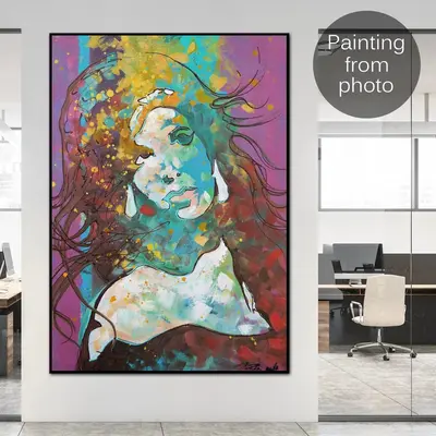 Abstract Figurative Paintings From Photo Personalized Portrait On Canvas Colorful Hand Painted Art | PAINTING FROM PHOTO #1