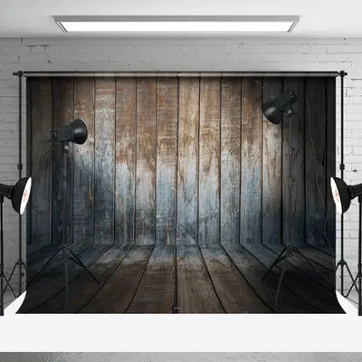 Brown Blue Retro Wood Grain Photography Backdrop