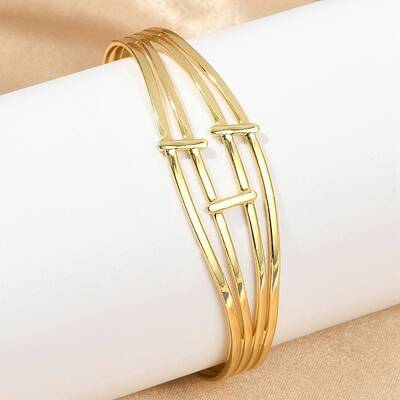 Hollow Out 304 Stainless Steel Cuff Bangles for Women