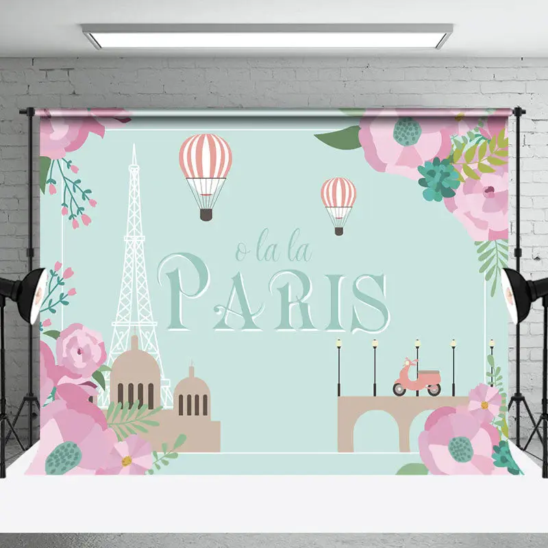 Green Spring O La La Paris Eiffel Tower Backdrop