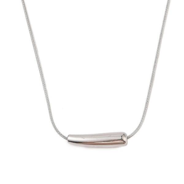Non-Tarnish 304 Stainless Steel Round Snake Chain Cone Pendant Necklaces