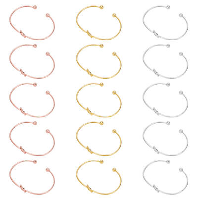 15Pcs 3 Colors Alloy Hollow Heart Open Cuff Bangles Set for Women