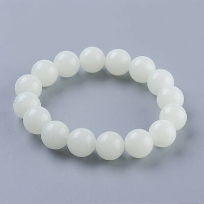 Synthetic Luminous Stone Beaded Stretch Bracelet