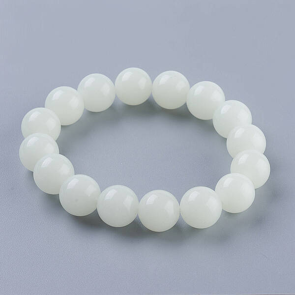 Synthetic Luminous Stone Beaded Stretch Bracelet