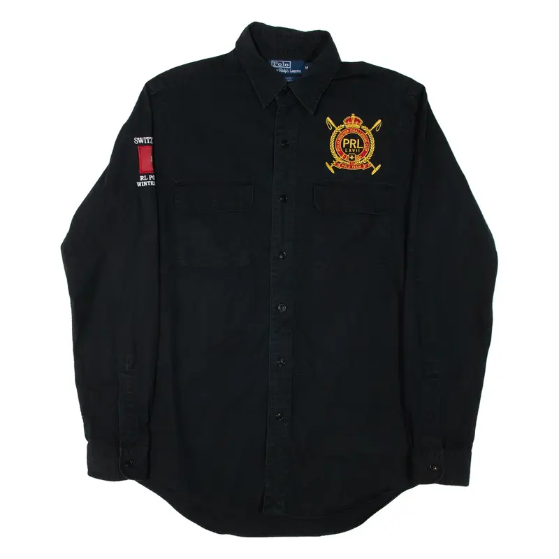 POLO RALPH LAUREN Lang Mens Plain Shirt Black Long Sleeve M