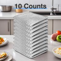 10 Counts Non Scratch Wire Dishcloth Multipurpose Wire Dishwashing Rag Metal Scrubbers for  for Wet and Dry Cleaning, 2-Layer...