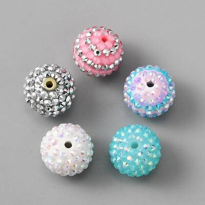 20Pcs Resin Rhinestone Beads