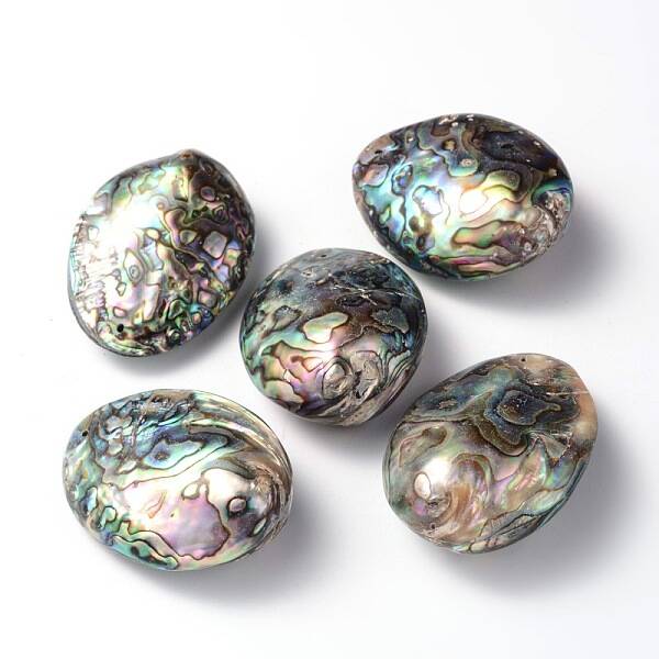 Oval Natural Paua Shell Beads
