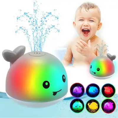 Smart Sensor 360° Rotating Baby Whale Bath Toy - Colorful Lights + Safe Eco-Friendly Materials, Bath Toy for Infants and Tod...