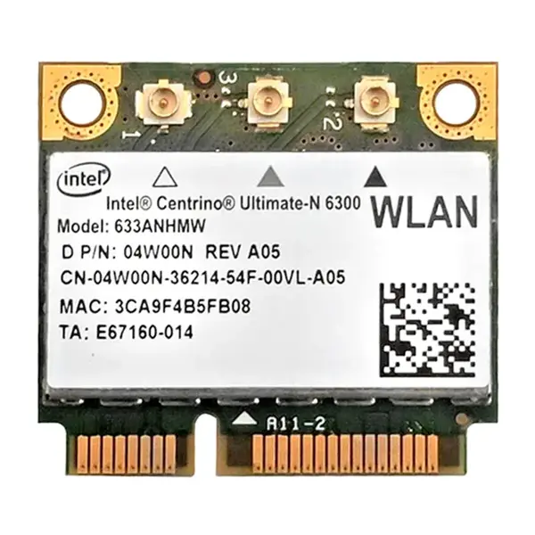 633AN.HMWG Intel Centrino Ultimate-n 6300 450Mbps 2.4GHz / 5GHz IEEE 802.11a/b/g/n Bluetooth 4.0 Half Mini PCI Express Wirele...