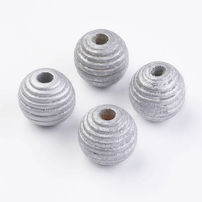 Spray Painted Natural Wood Beehive European Beads
