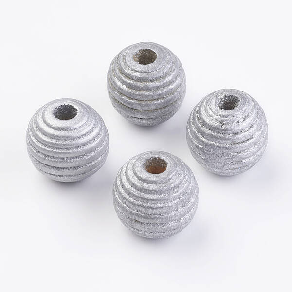 Spray Painted Natural Wood Beehive European Beads
