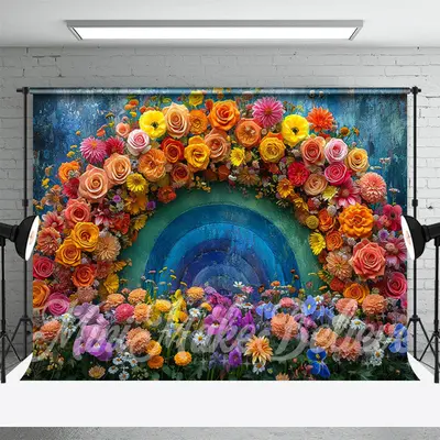 Spring Fine Art Oil Painting Flower Rainbow Backdrop - Aperturee