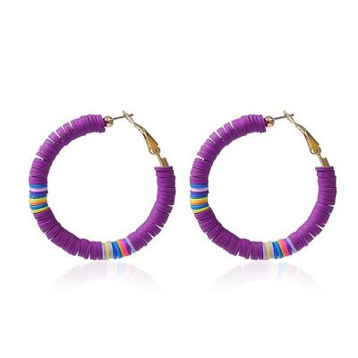 Bohemia Style Colorful Clay Beads Hoop Earrings