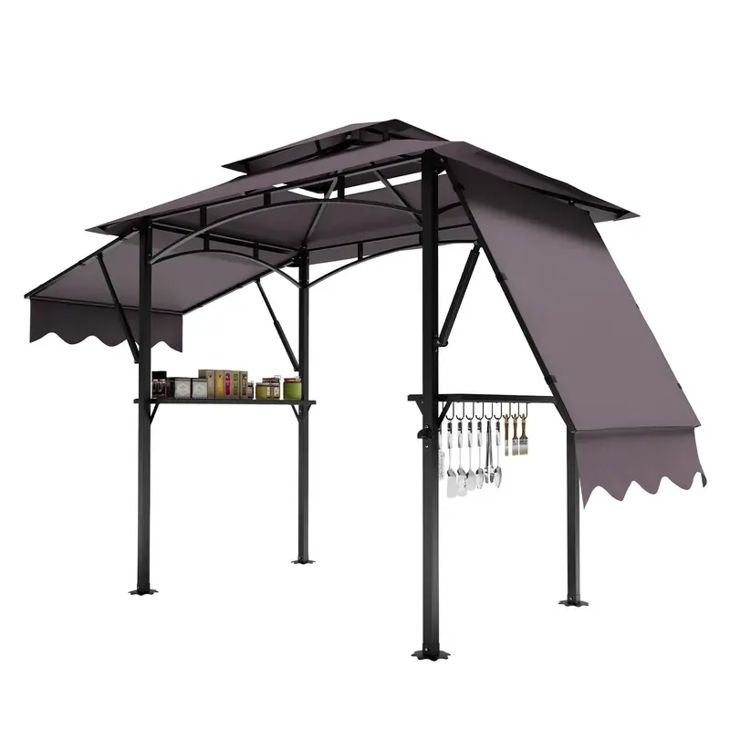 Garvee Grill Gazebo,5x8ft Double Layer BBQ Gazebo, Outdoor BBQ Waterproof Patio Canopy Tent Extra Shadow with Double Sided Aw...