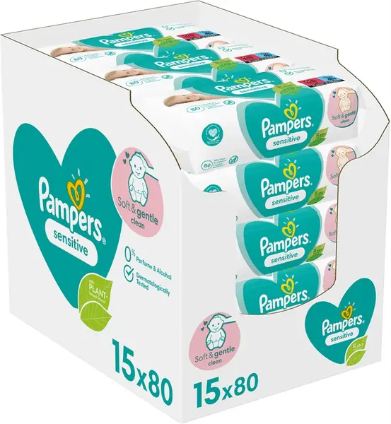 Pampers Sensitive baby wet cleansing wipes for sensitive skin 15x80 pieces