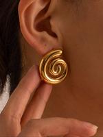 Women's Spiral Design Stud Earrings, Punk Style Stainless Steel Stud Earrings for Women & Girls, Trendy All-match Vintage Jew...