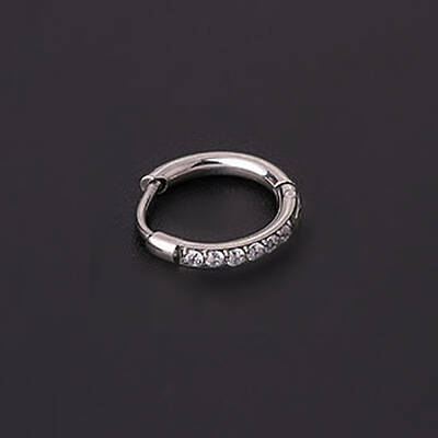 316 Stainless Steel Micro Pave Clear Cubic Zirconia Hoop Cartilage Earrings
