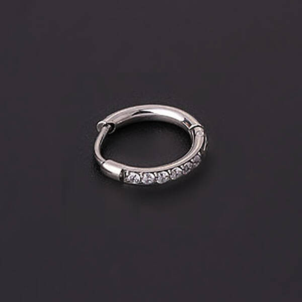 316 Stainless Steel Micro Pave Clear Cubic Zirconia Hoop Cartilage Earrings