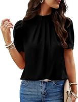 BTFBM Women's Dressy Casual Blouses with Lace Trim Short Sleeves for Business Work and Office - Womenswear