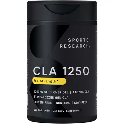 Sports Research Vegan CLA - 1250mg with Active Conjugated Linoleic Acid for Men & Women | Non-GMO, Soy & Gluten Free - 95% (1...