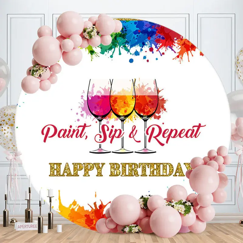 Aperturee 80S Hip Hop Dance Party Happy Birthday Backdrop | Round Backdrop Cover Diy | Birthday Backdrop Ideas | Round Backdr...
