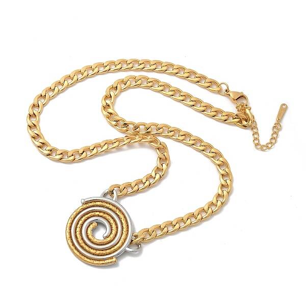 304 Stainless Steel Flat Round Vortex Pendant Twisted Chain Necklaces for Women