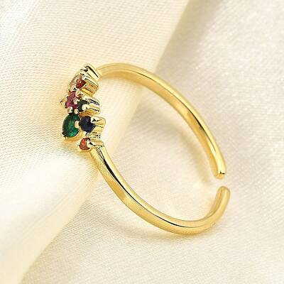 Brass Micro Pave Cubic Zirconia Cuff Rings for Women