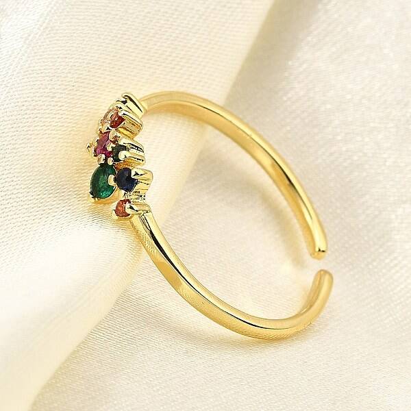 Brass Micro Pave Cubic Zirconia Cuff Rings for Women