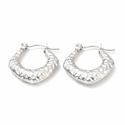 Non-Tarnish 304 Stainless Steel Chunky Rhombus Hoop Earrings for Women